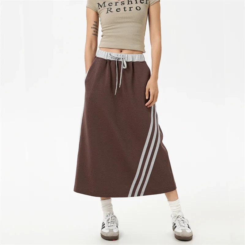 Женская черная юбка модные длинные юбки в Корейском стиле для женщин трендовая