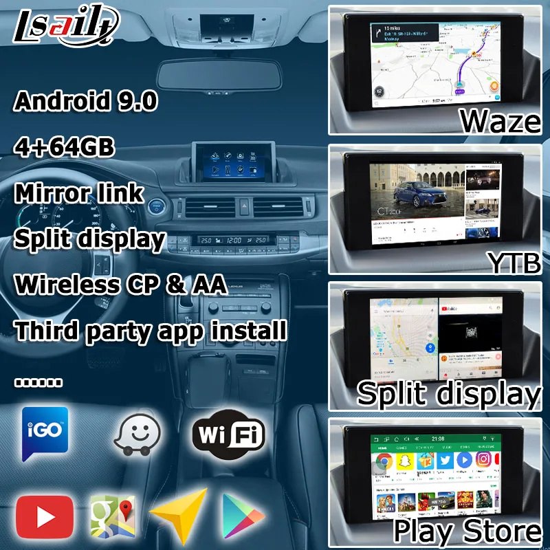 Android/беспроводной интерфейс CP AA для Lexus CT200h CT 2014-2019 и т. д. видеоинтерфейс waze от Lsailt -