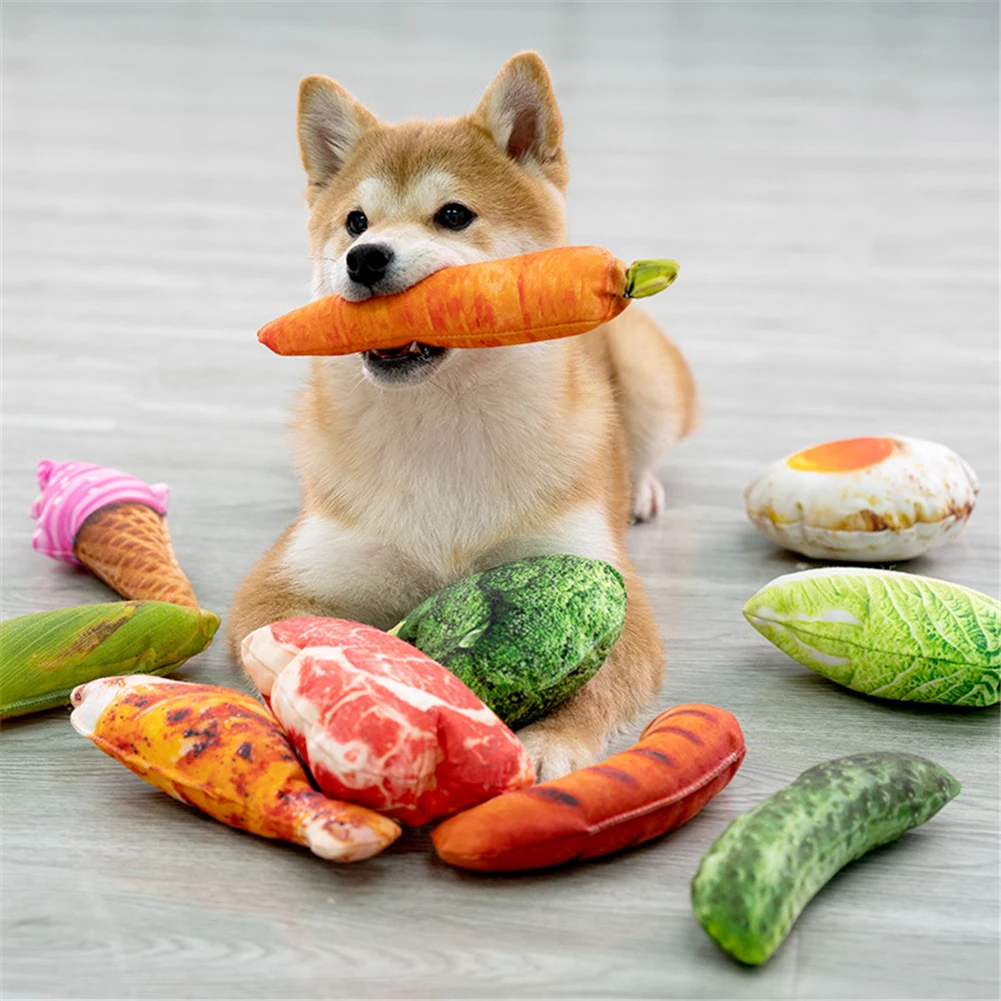 

3D Simulation Chicken Leg Fruit Animals Dog Chew Toys Stuffed Squeaking Pet Toy Plush Puzzle for Dogs Cat Squeaker Squeaky Toy