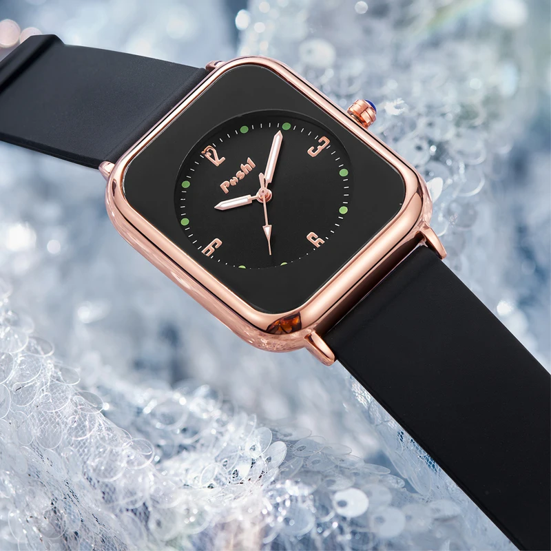 Poshi Женские Модные Кварцевые Наручные Часы 924 Силиконовый Ремешок Простой Стиль