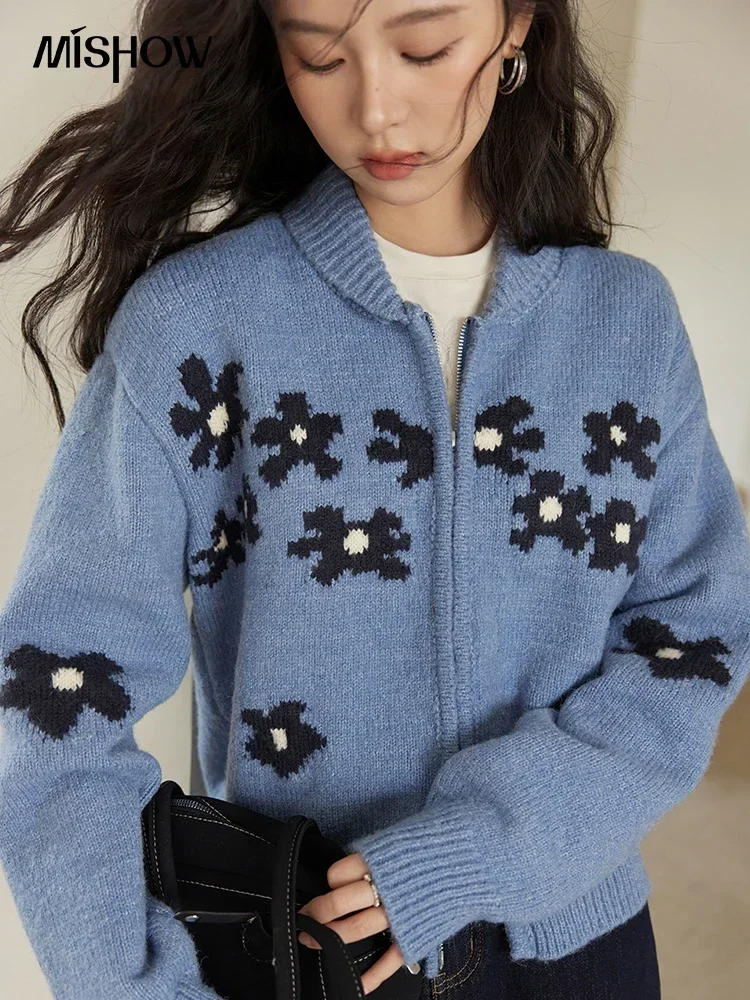 MISHOW винтажный жаккардовый свитер кардиган для женщин осень-зима 2024 элегантный