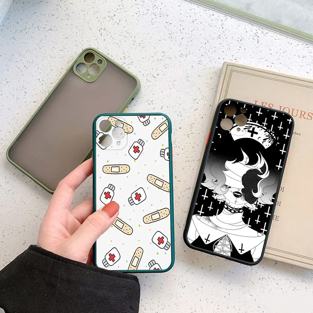 Полупрозрачный чехол для телефона iPhone 16 15 14 7 8 Plus 13 12 11 Pro Max X XR XS SE мини-медсестра