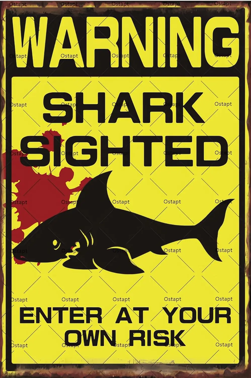 Wrnng Sgns Shrk Sghted Enter t Your Own Rsk Metl Tn Dnger Dvng Swmmng Wll Decor Sgn Cuton Плакат для улицы