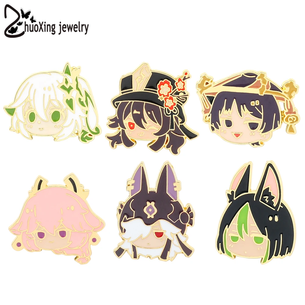 

Genshin Impact Enamelled Brooch Character Head Game Brooches Pin Clothes Backpack Lapel Badges Fashion Jewelry Accessories Gifts