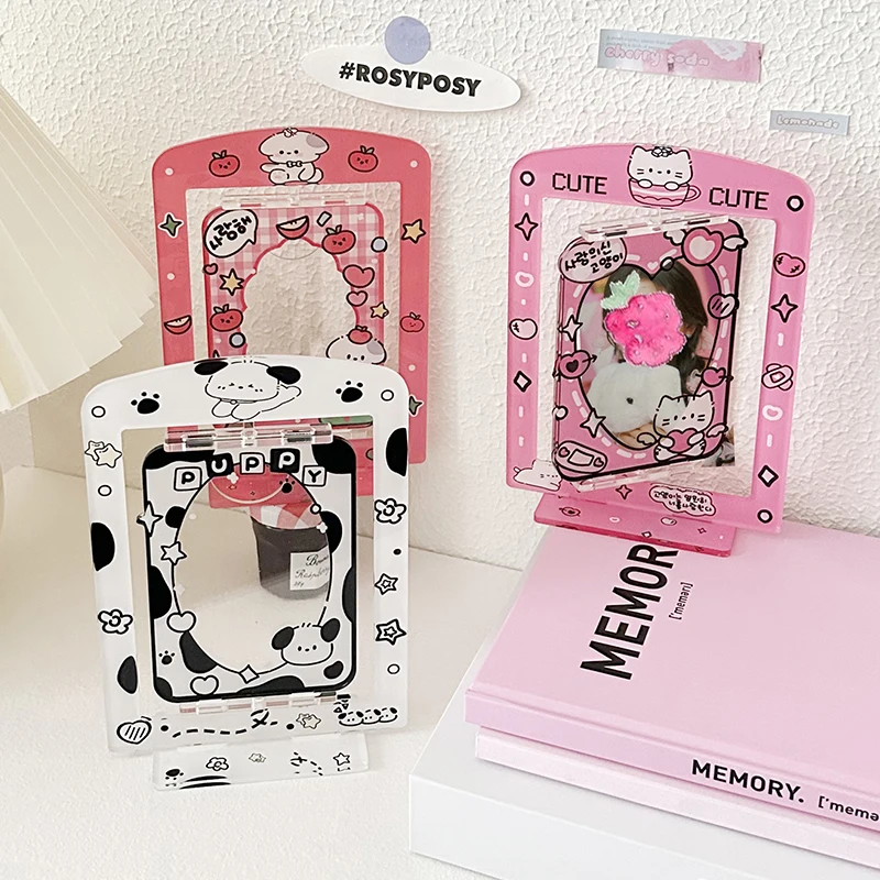 

Rotatable Cute Card Display Stand Acrylic Desktop Decoration Photo Holder Photocard Frame Card Sleeve Sweet Photo Protection