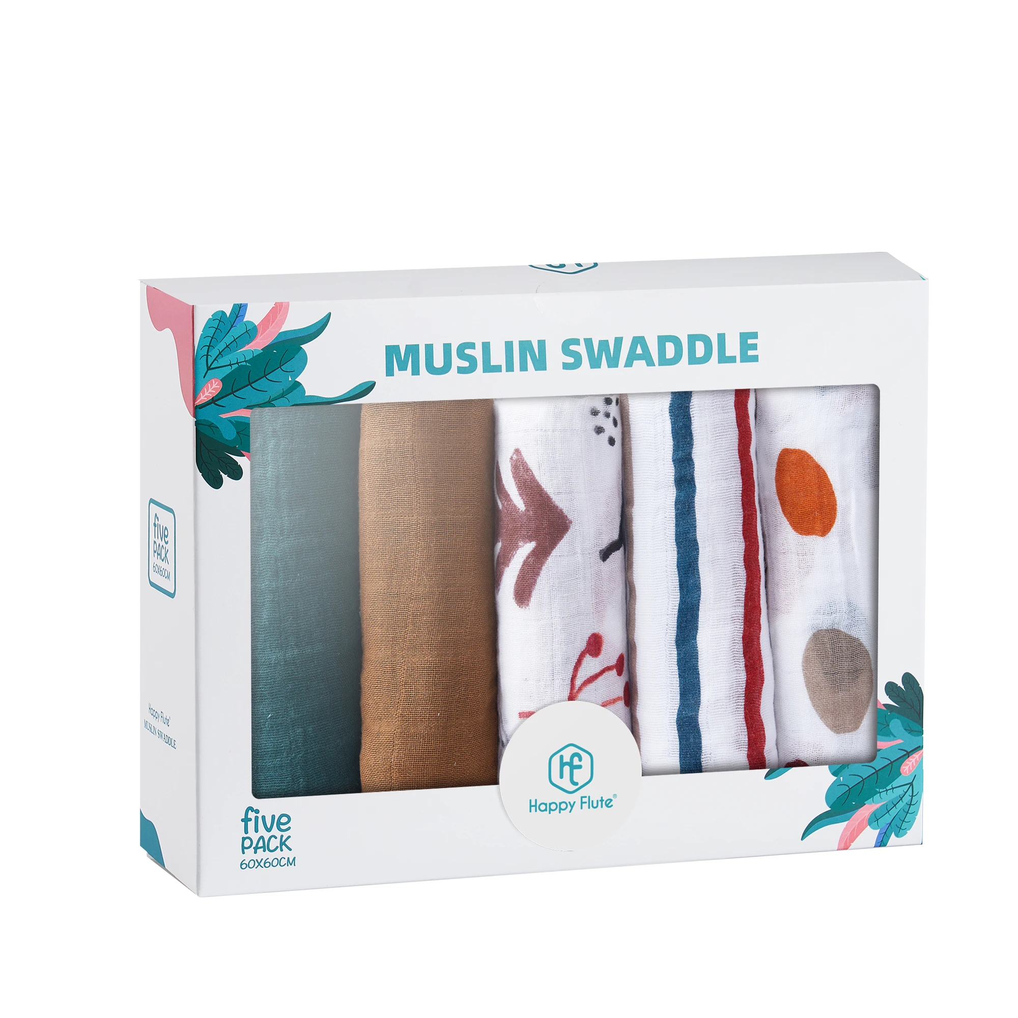 HappyFlute Bamboo Cotton Soft Baby Blankets Newborn Muslin Swaddle Blanket for Newborn Girl and Boy Baby Bath Towel 60*60cm