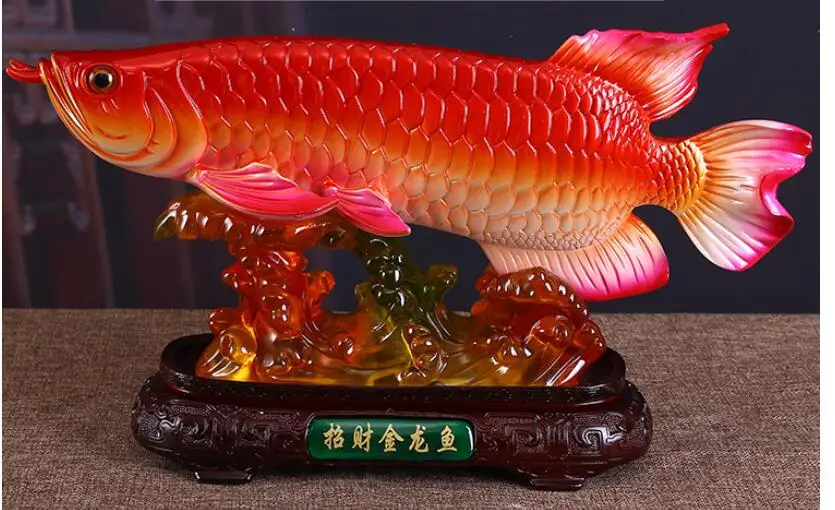 

Imitation jade resin crafts RED fish opening housewarming gifts home room living decoration creativity sculpture resin