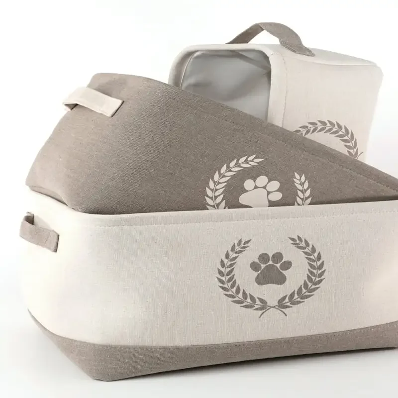 

Luxurious Crest Linen Pet Storage Bins Set – Perfect for Your Furry Friends' Toys, Bedding and Accessories