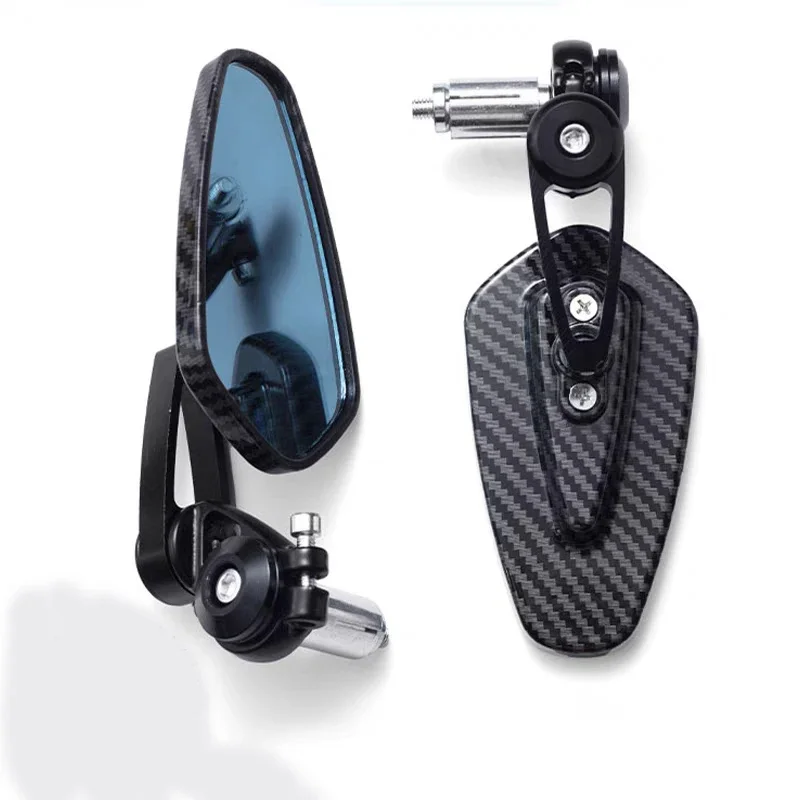 

Универсальное алюминиевое зеркало заднего вида для мотоцикла, зеркало на руль из углеродного волокна, синее стекло, антибликовое боковое зеркало на конце ручки