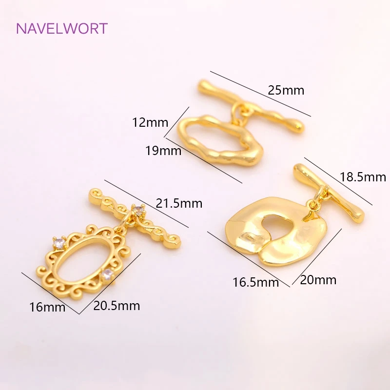 Латунные позолоченные застежки 18K закрученные с плоским концом Необычные OT