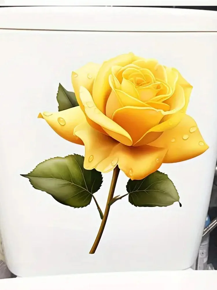 

Настенные наклейки ПВХ с желтой розой для туалета