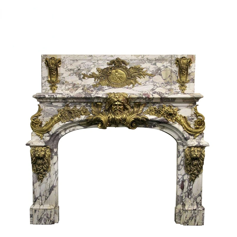 

Louis XV style high quality marble stone fireplace for indoor decoration FPT-02