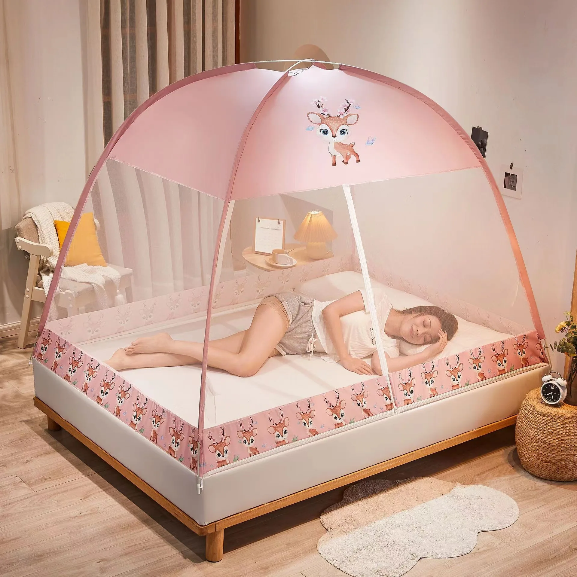 

Москитная сетка для девочек, милый складной тент для защиты от укусов и комаров, навес для кровати, Юрта, купол, для декора комнаты, Бесплатна...