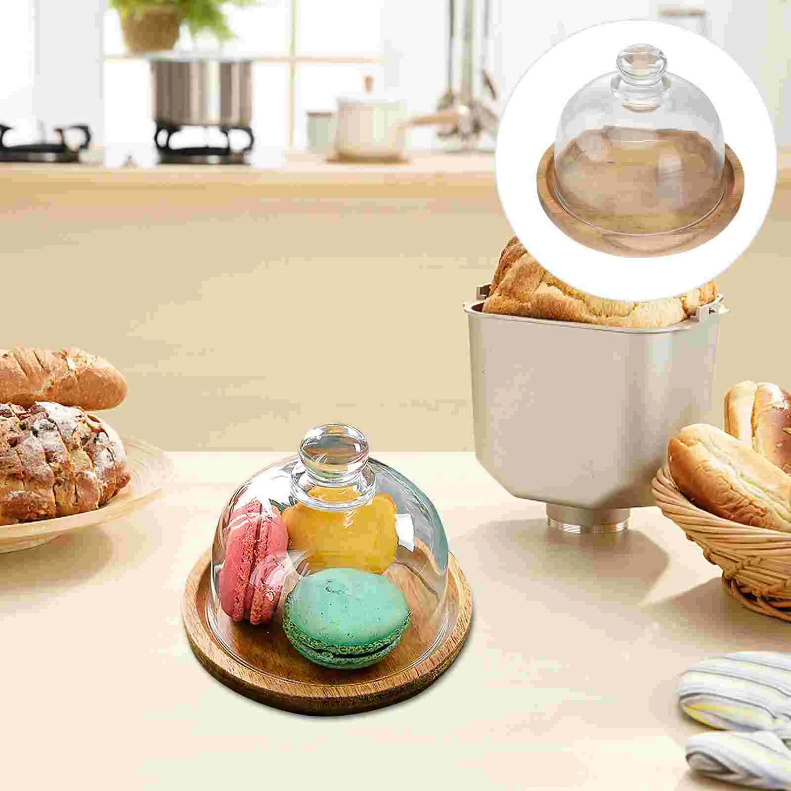 

Cake Dome Standcoverdessert Plate Display Mini Serving Lid Cupcake Tray Foodwood Platter Cloche Holder Bell Round Jar Wooden