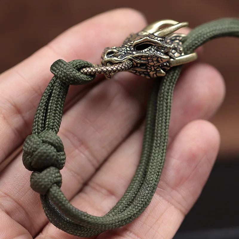 Латунная пряжка с головой дракона EDC уличные тканые браслеты из паракорда сделай