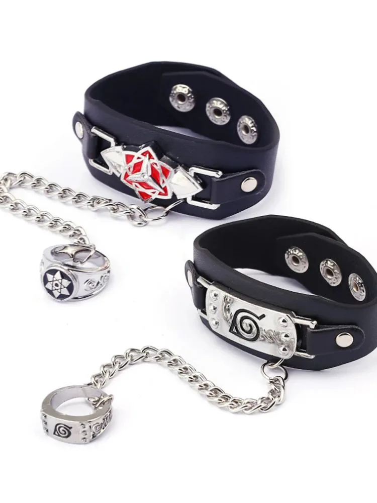 

Anime Naruto Sharingan Hatake Kakashi Ring Accessories Uzumaki Bracelet Necklace Cosplay Jewelry Kids Toy Christmas Party Gifts