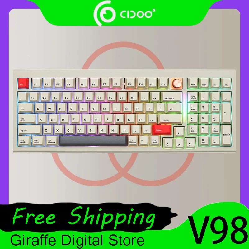 Механическая клавиатура Cidoo V98 многофункциональная из алюминиевого сплава