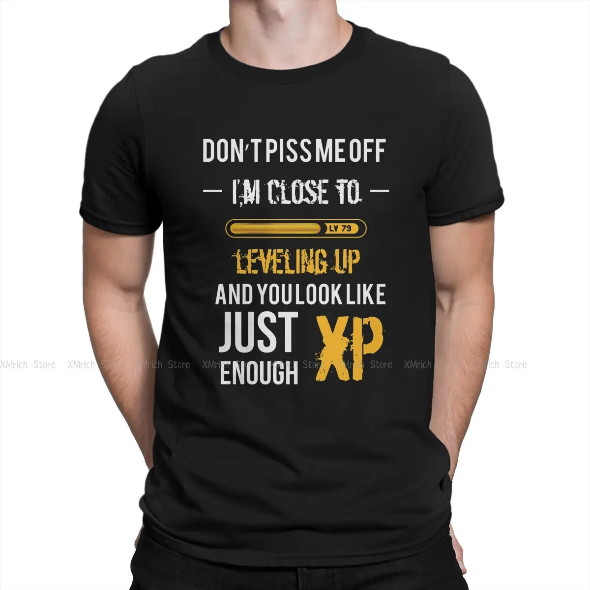 

Funny XP T-Shirt for Men Round Collar Cotton T Shirts League of Legends LOL Competitive Games Short Sleeve Tee Shirt Adult Tops