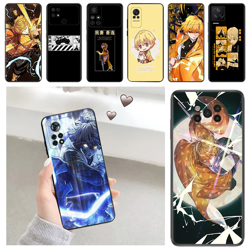 

Мягкие чехлы для телефонов Xiaomi Poco C51 X5 Pro F4 X4 GT M5 M4 F3 M3 C55 C50 C40 X3 NFC F1 Agatsuma Zenitsu рассекающий демонов матовый чехол
