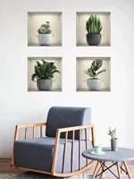 creative false window green plant potted wallpaper living room bedroom decorative wall sticker self adhesive wall sticker