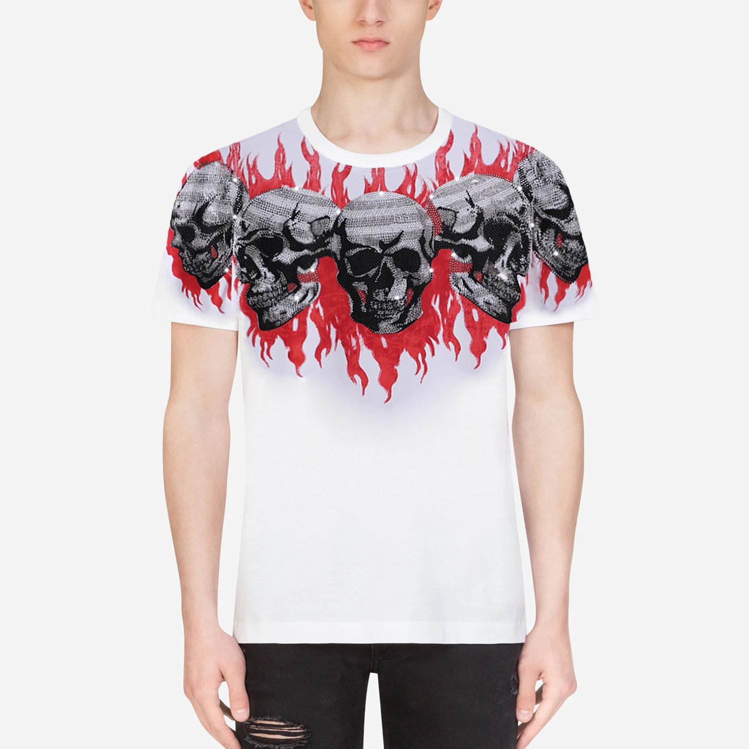 

PLEIN BEAR JERSEY T-SHIRT ROUND NECK SS SKELETON 100% Cotton T-shirts Men Print Tops Comfortable Tees Quality Tshirt 8528