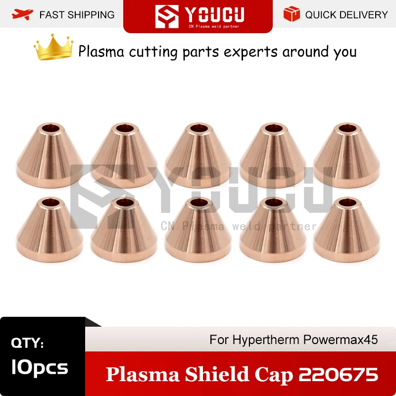 

YOUCU 10pcs 220675 Plasma Shield Cap For PowerMax45 Plasma Cutter Torch
