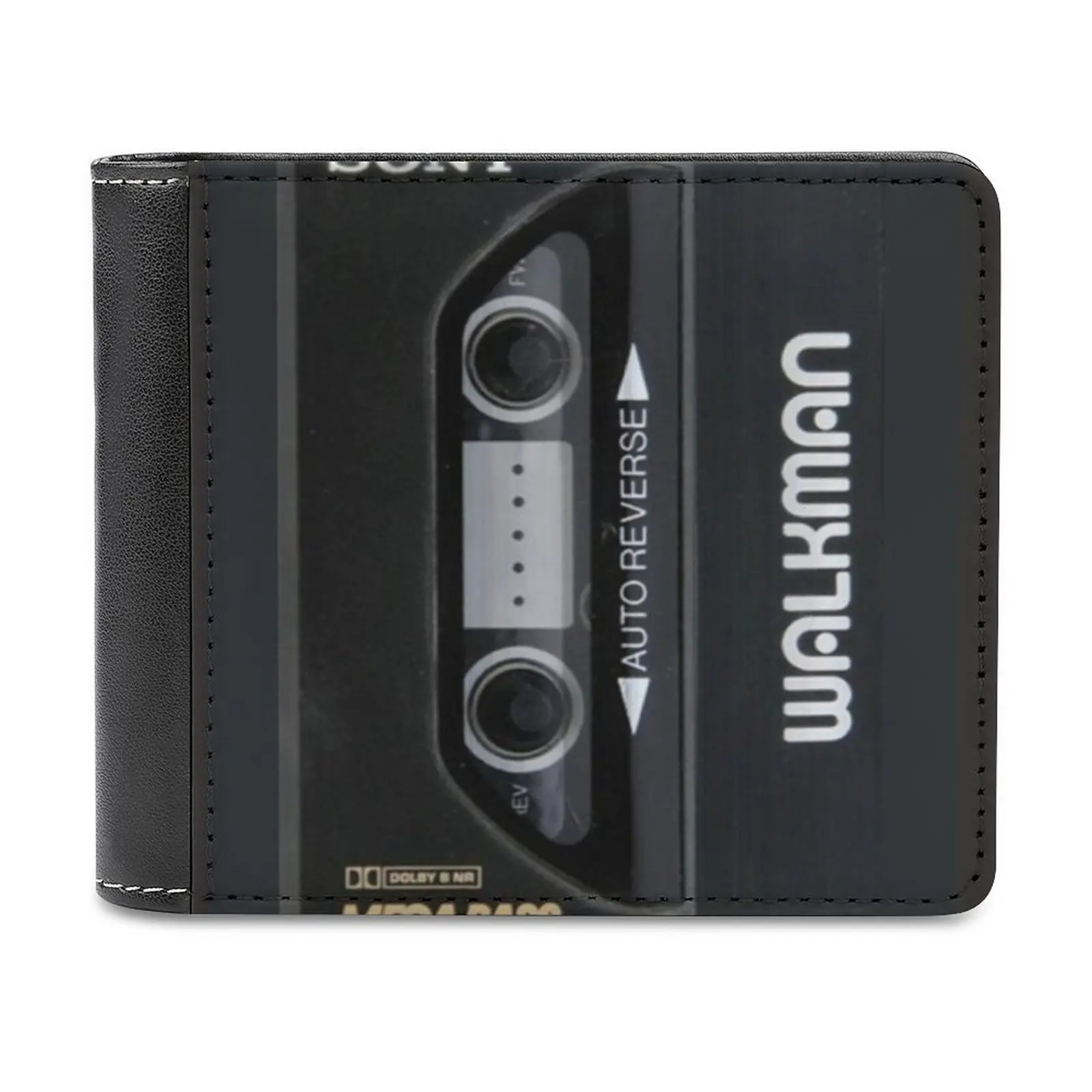 

Walkman Leather Wallet Credit Card Holder Luxury Wallet Walkman Old Retro Walkman Music Cassette Mega Low Black Personalized