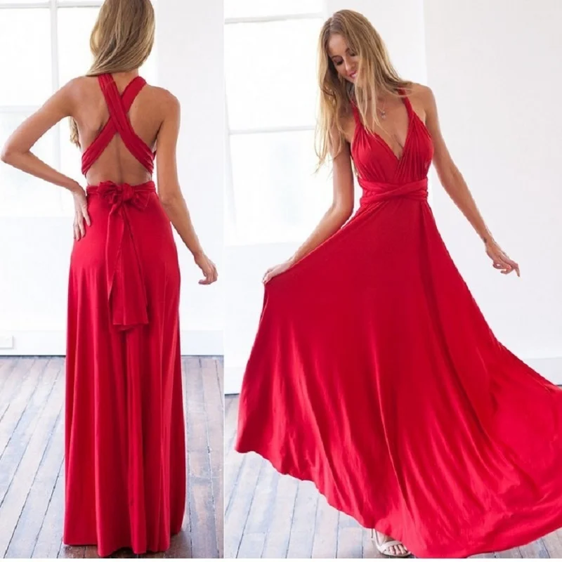 

2023 Multiway Wrap Convertible Boho Maxi Sexy Women's Club Red Dress Bandage Gown Party Bridesmaid Infinity Gown Maxi Dress Wome