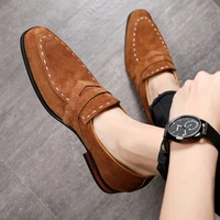 casual suede men oxford dress shoes pointed toe mens formal shoe khaki elegant simple suit gentleman loafers flats leather shoes