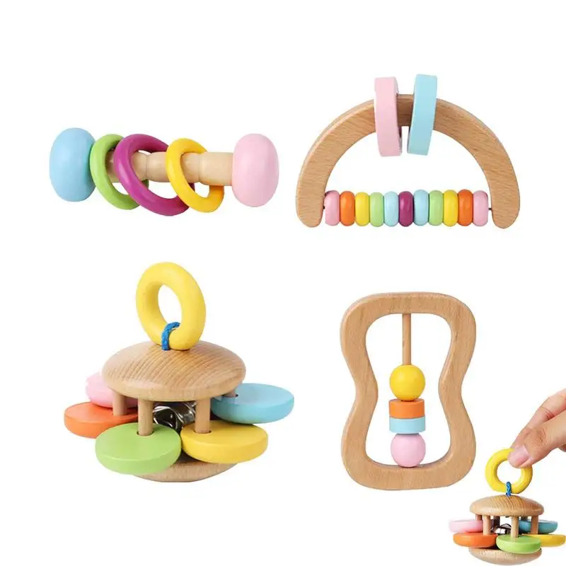 

Музыкальные погремушки, деревянные игрушки Монтессори, погремушки, музыкальная игрушка, Набор погремушек для захвата и вращения, Ранние развивающие игрушки для младенцев