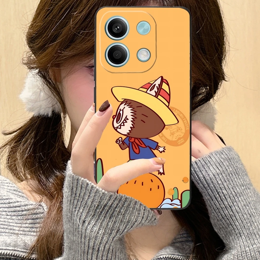 Милый чехол Labubu для мобильного телефона Xiaomi Redmi Note 13 12 11 10 9 8 7 6 S A Pro Lite Plus 5G черный