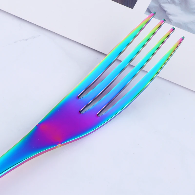 16-32 шт. набор столовых приборов из нержавеющей стали Радужный столовая посуда