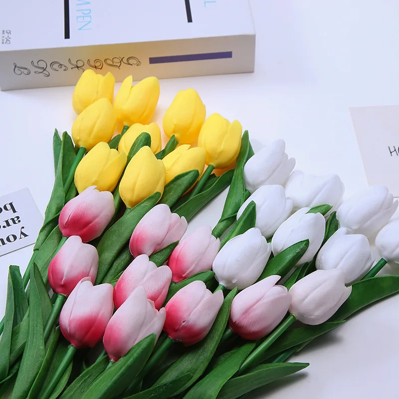 

35cm Tulip Artificial Flower Tulip Bouquet 10/5Pcs Foam Fake Flower for Wedding Ceremony Decor Home Garden Bouquet Decor
