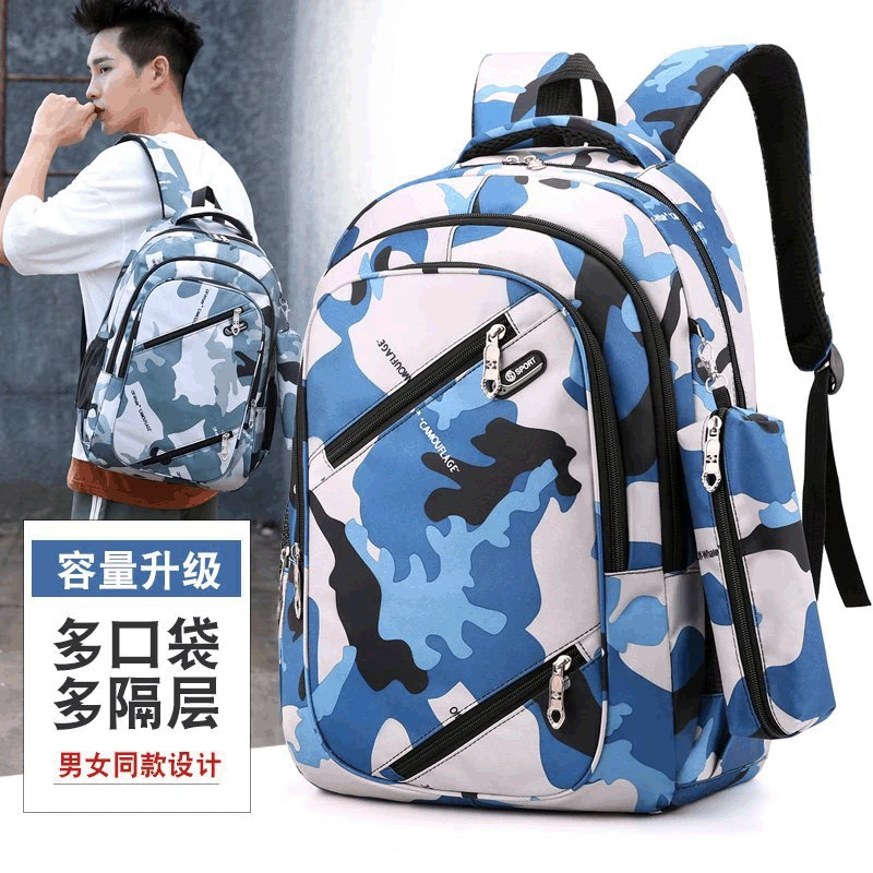 New men's large capacity thick nylon wear-resistant backpack lovers schoolbag travel camouflage backpack male computer bag