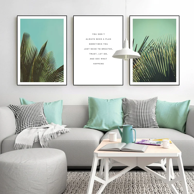 

Tropical Green Plant Nordic Quotes Abstract Wall Art Print Canvas Painting For Living Room Wall Decor Decoration