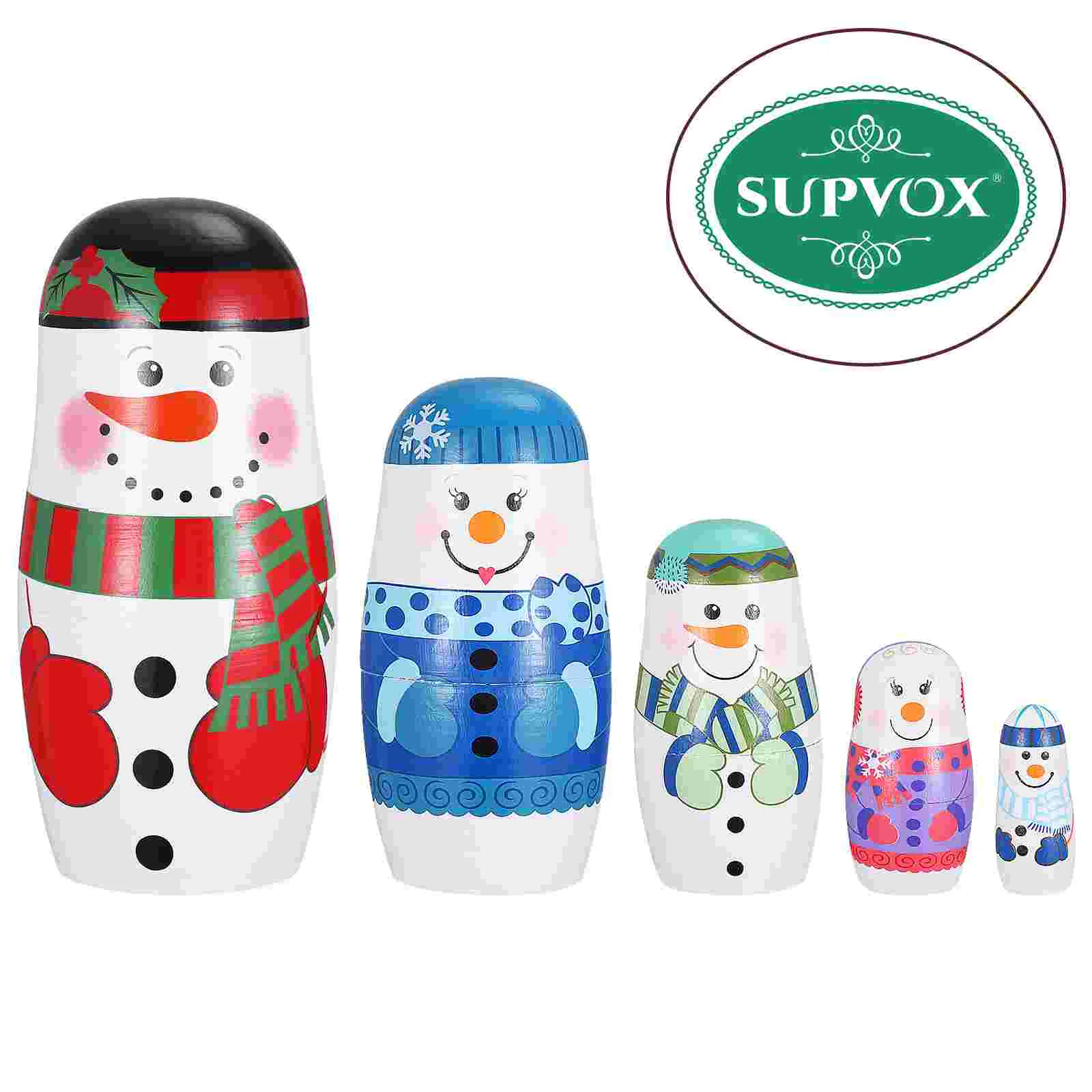 Supvox деревянные русские куклы 5-слойные снеговики матрешки зимние украшения
