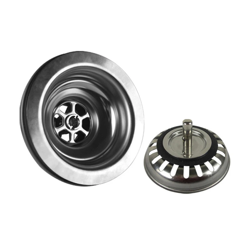

2Pcs Stainless Steel Sink Basin Drain Assembly Waste Drainer Filter Strainer Bathroom Washing Replacement Accessory