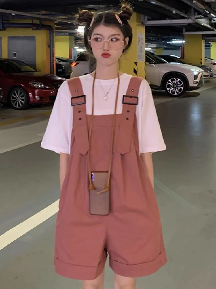 

Casual Loose Women Jumpsuits 2021 Autumn Cute Ladies overalls Playsuits Shorts Dungarees Straps Baggy Pants