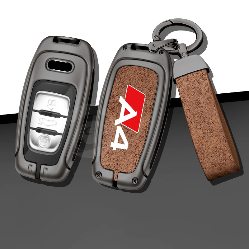 

Zinc Alloy Leather Car Key Case Cover Shell For Audi A4 For B5 Tuning Holder Keychain Keyring Key Fob Smart Accessories