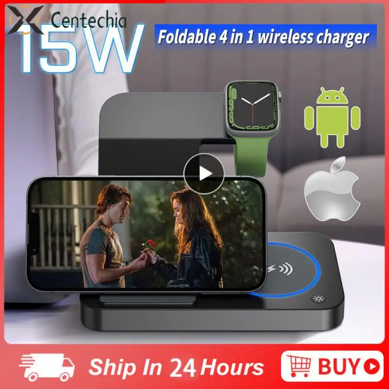 

Portable Fast Charging Dock Station Chargers 4 In 1 Folding Charging Station 15w Fireproof For Samsung Galaxy