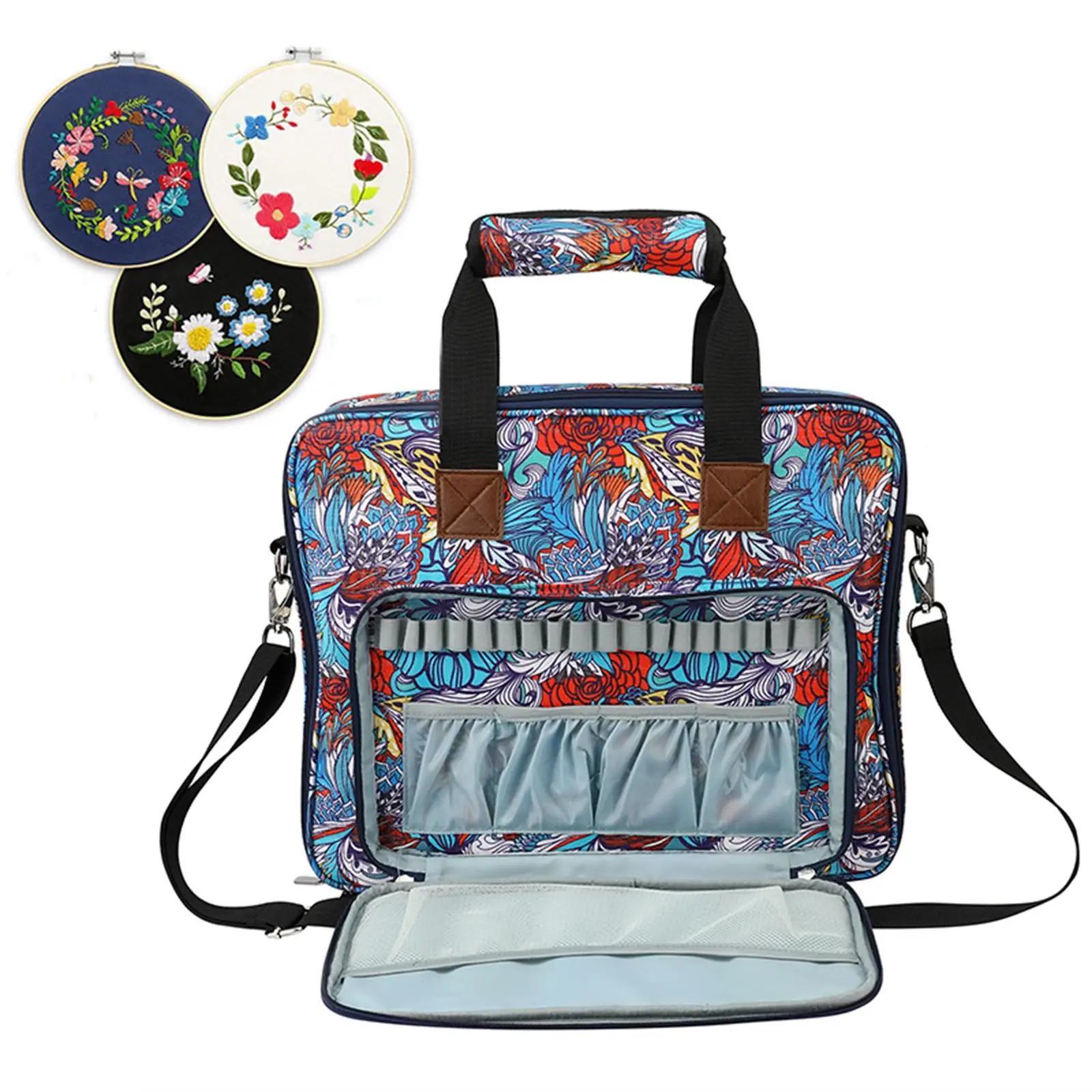 

Embroidery Project Bag Handbag Tools Tote Tools Pouch Pockets Carrying Case