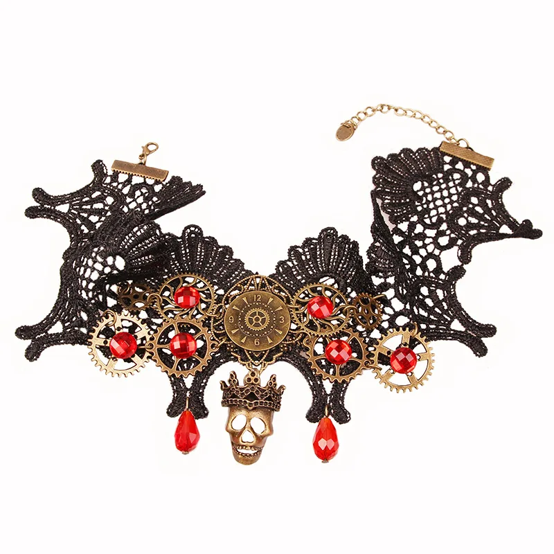 

Steampunk Gear Detachable Collar Victorian Goth Lace Choker Tassel Punk Party Show Women Jewelry Lolita Gothic Romantic