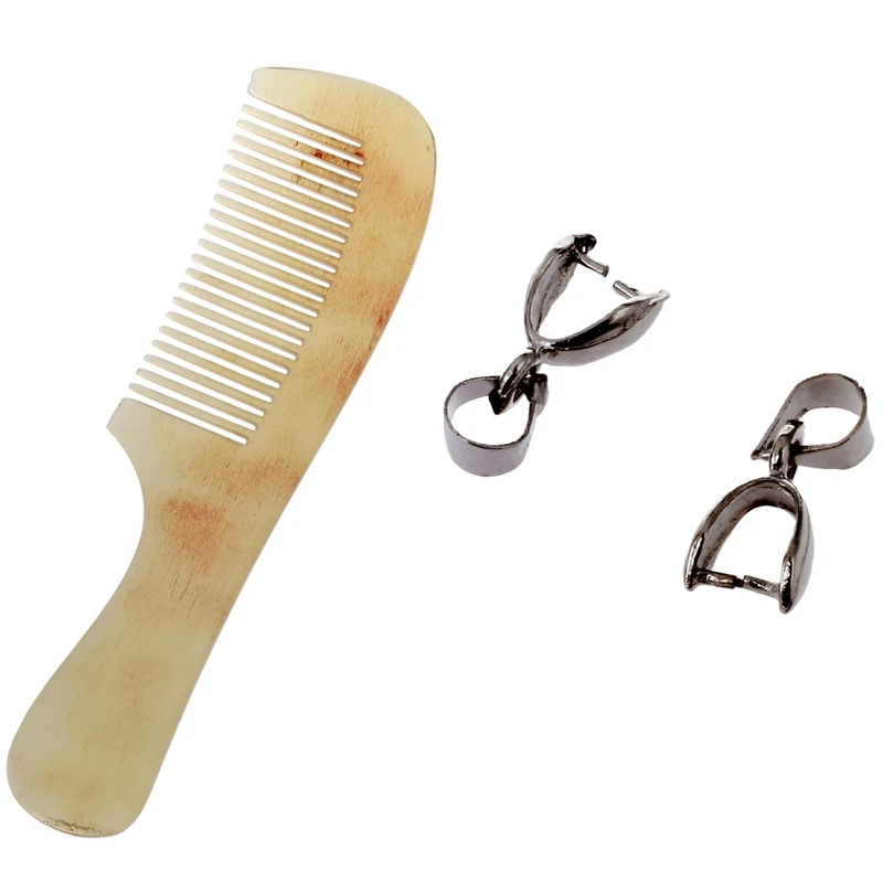 

Расческа для волос Ox Horn, расческа для волос в спа-массажном салоне с 50 шт. фурнитурой, зажим для тюка, Подвеска 16x7 мм (серебристый)