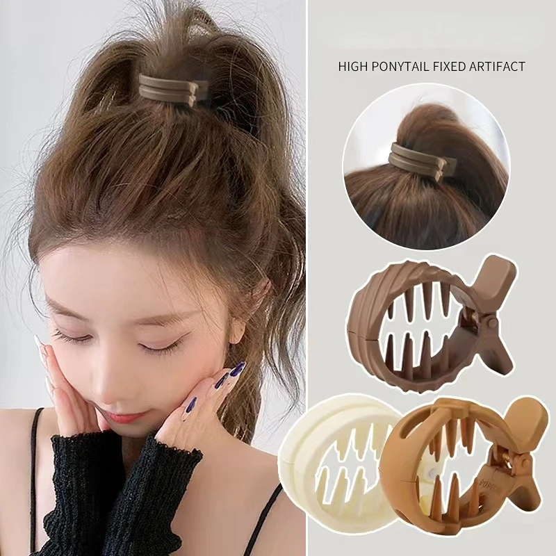

Round Hair Clip Grab High Ponytail Fixed Artifact Claw Hairpin Women Back Head Frosted Hairpin Anti-sagging Hair Claw Clip