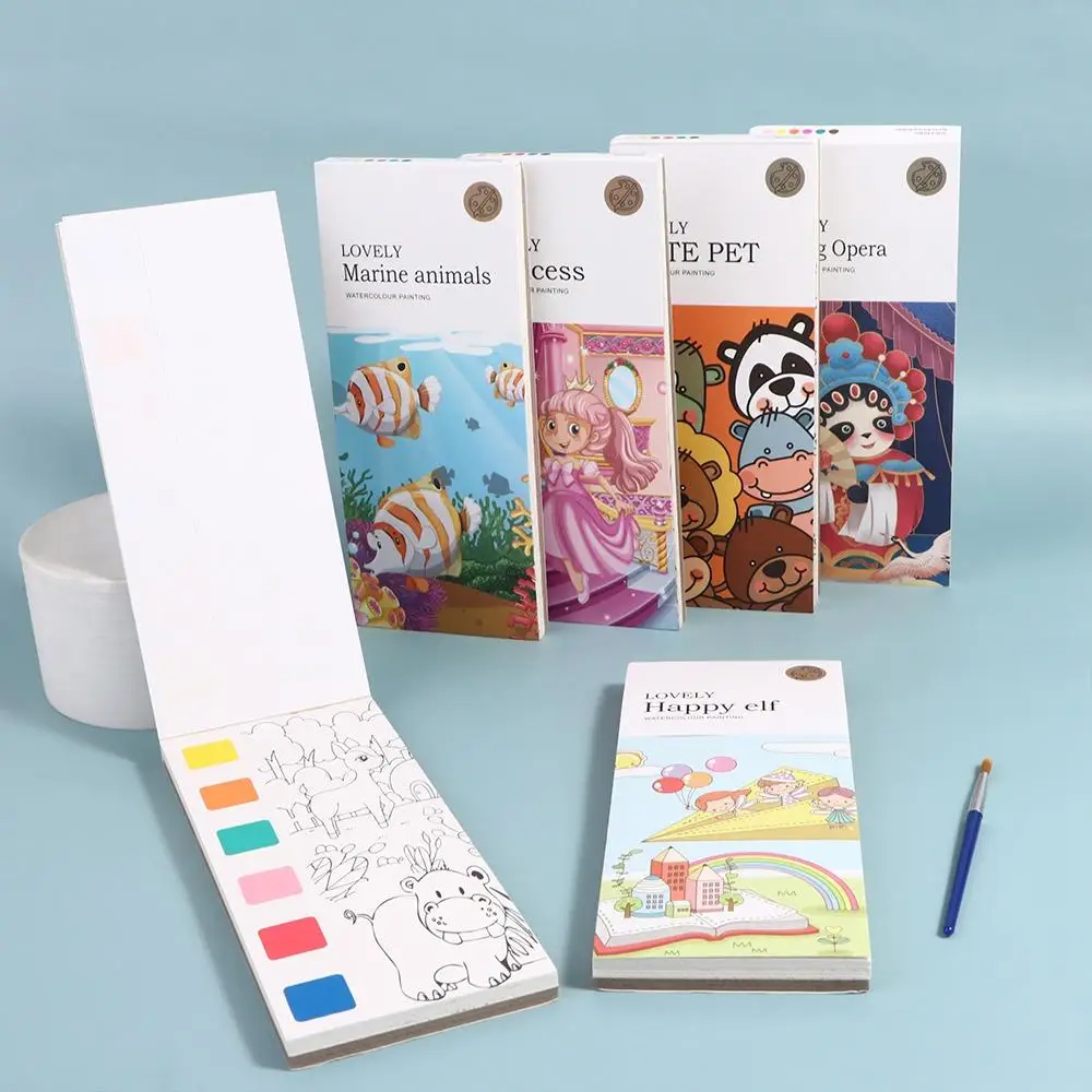 

Tool Set With Paint And brushs Gouache Graffiti Picture Book Watercolors Coloring Books Watercolor Paper Gouache Picture Book