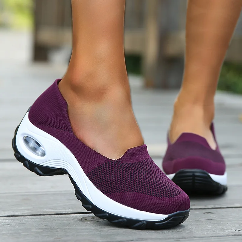 

Fashion Women Mesh Casual Shoes Thick Bottom Rocking Shoe Student Working Sneaker Shoes Soft Bottom Rocking Woman Shoes Sneakers