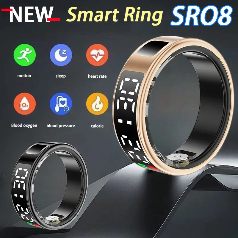 Смарт-кольцо для мужчин и женщин светодиодный экран мониторинг сердечного ритма