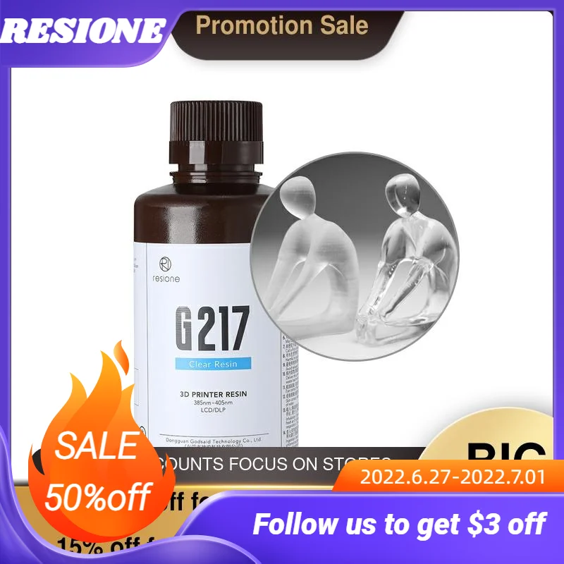 Online طابعة شفافة من ريزون G217 ثلاثية الأبعاد من الراتنج لشاشات LCD SLA DLP Elegoo Phrozen Anycubic من الراتنج طابعة ثلاثية الأبعاد