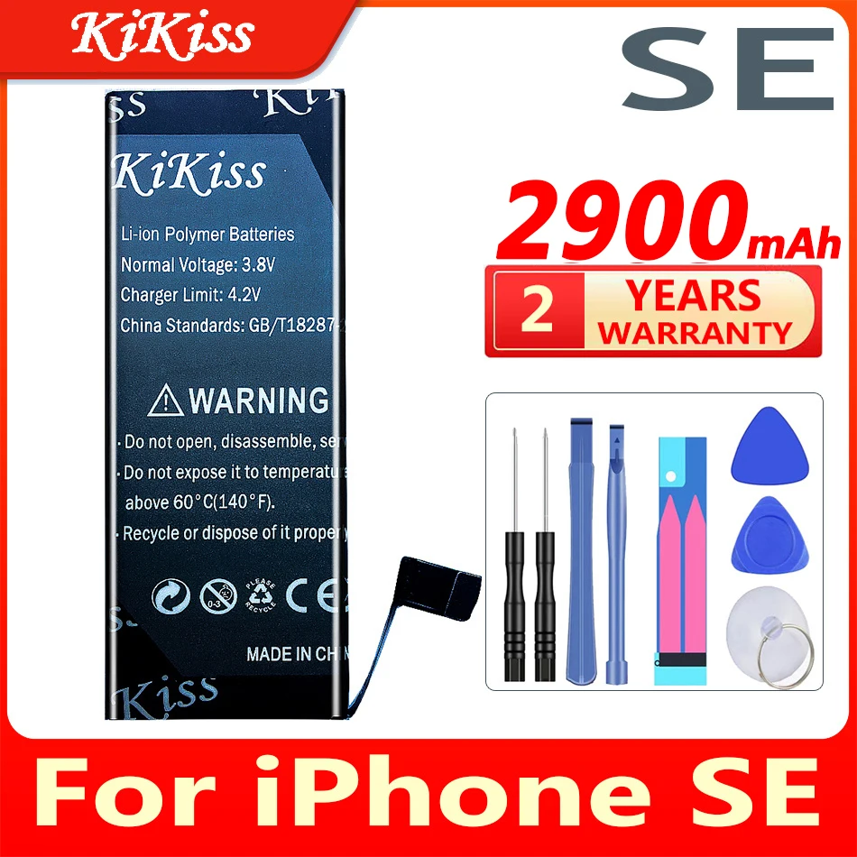 

KIKISS 2900mAh Rechargeable Battery For Apple iPhone SE Battery High Capacity Phone Batteries +Free Tools