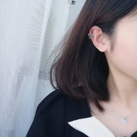 personality vintage butterfly ear piercing ear clip sterling silver earrings chic korean womens earbone clip earring jewelry